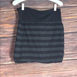 Black striped stretchy mini skirt
